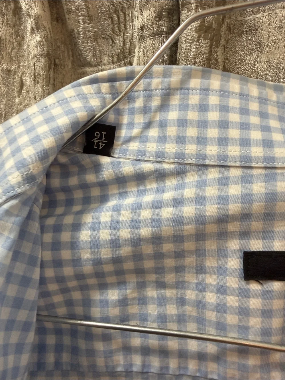 Gucci Light Blue and White Gingham Slim Dress Shirt